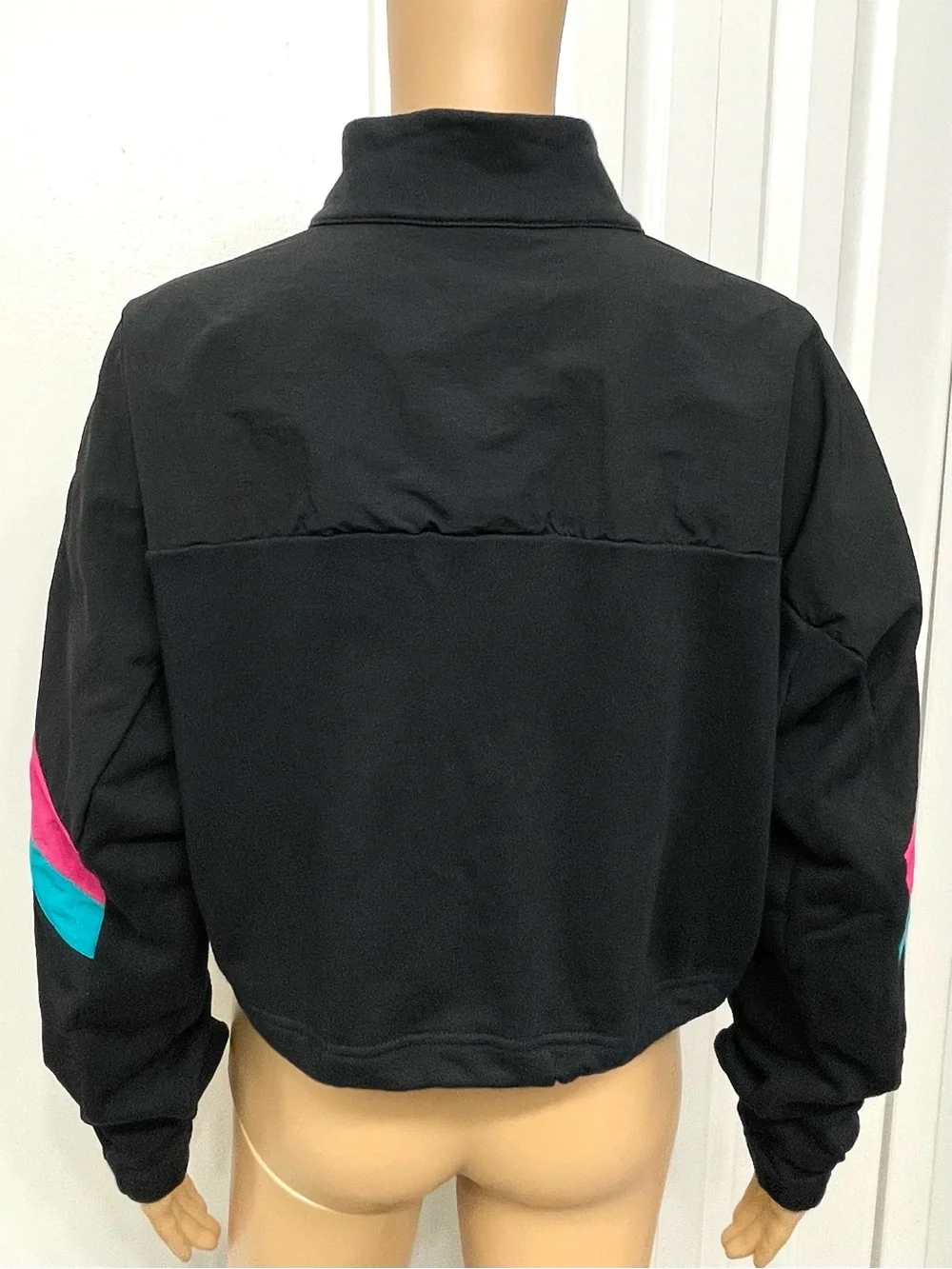 adidas Originals Half-Zip Crop Track Jacket Black Cropped Active Top size L - Picture 7 of 13